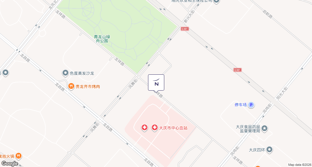 Map showing the location of Daqing Haofang Hotel